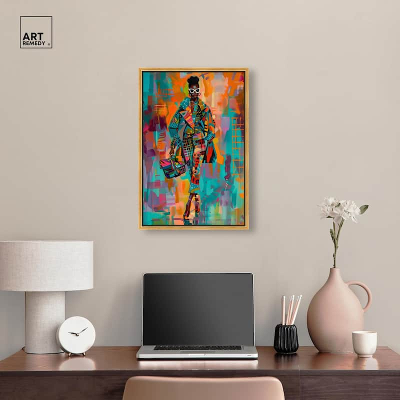 Bold Patchwork Style Canvas by Art Remedy