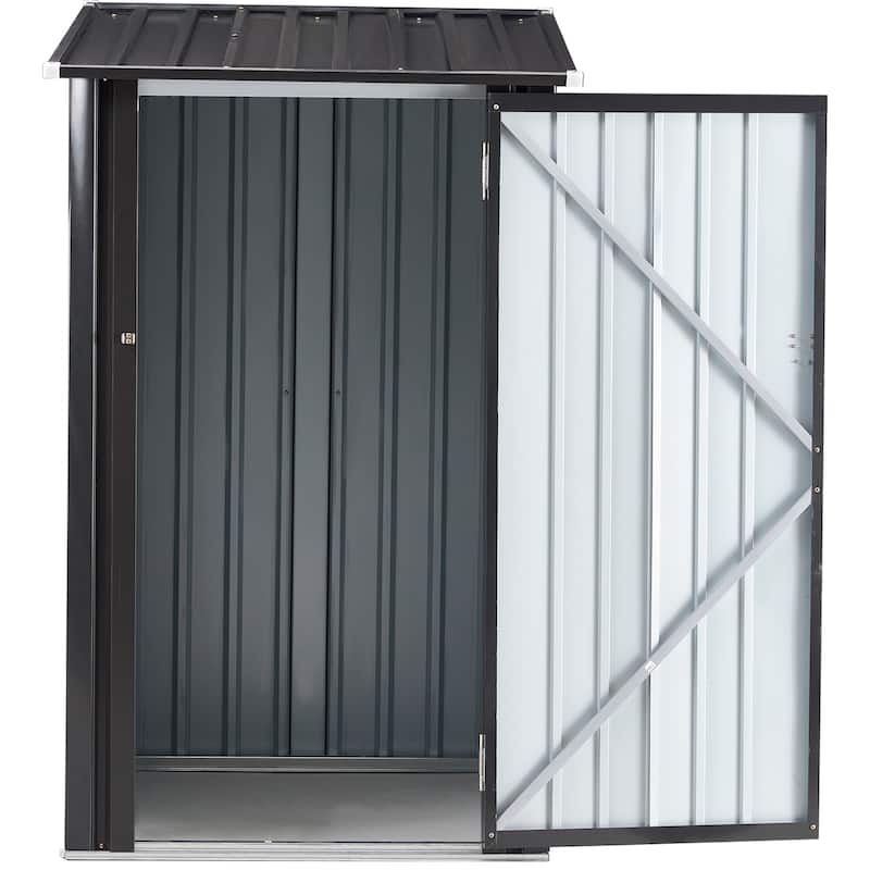 Outdoor Storage Shed with Single Lockable Door - Grey