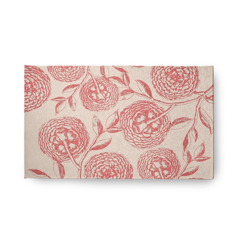 Antique Flowers Vintage Chenille Area Rug - 18" x 30" - Blush Coral