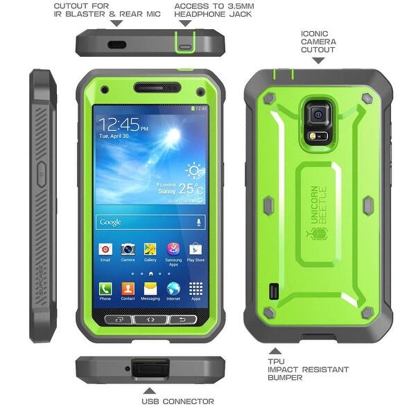 Shop Galaxy S5 Active Case Supcase Unicorn Beetle Pro Series Full Body Hybrid Case With Screen Protector Green Gray Overstock 16774715
