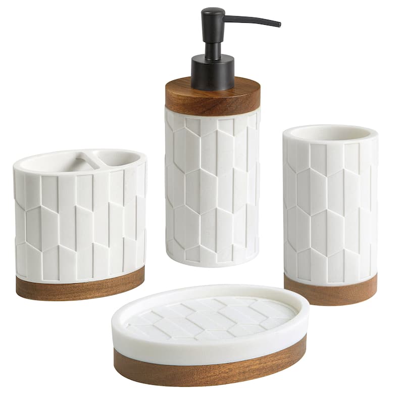 Sarasota Resin with Wood Tumbler - White/Wood