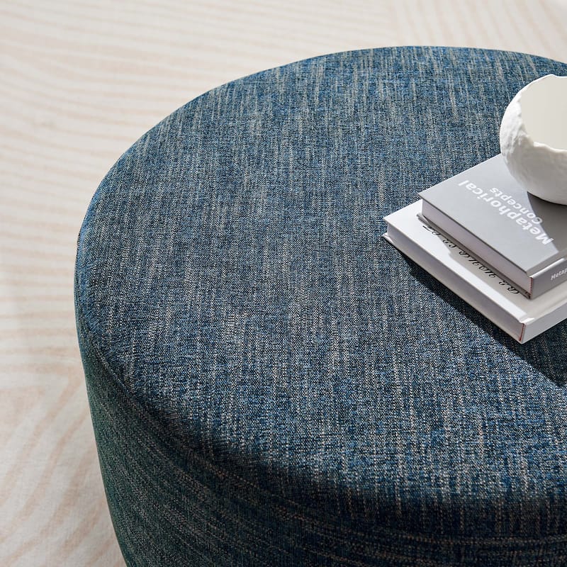 Callum 16"/23"/29"/38" Round Woven Heathered Fabric Upholstered Ottoman