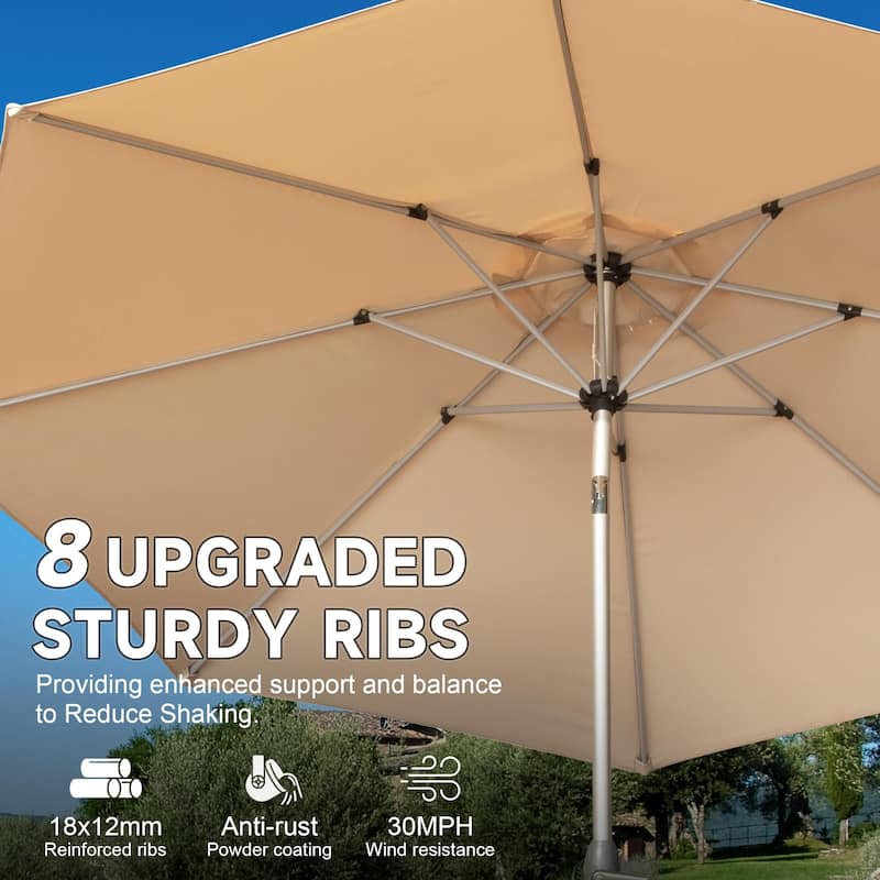 GDFStudio - Premium 9FT Patio Umbrella with Push Button Tilt and Sturdy Frame
