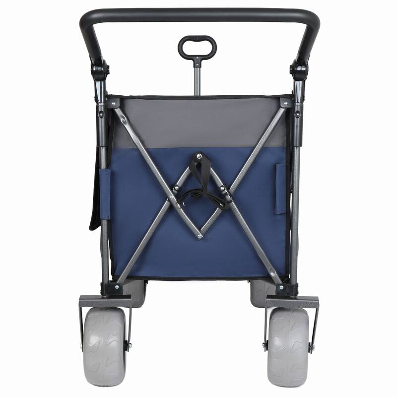 Multi-Functional Push-Pull Folding Wagon Cart with Rotating Handle & 9"x4" Beach Tires for Camping & Beach -300L XL Heavy-Duty