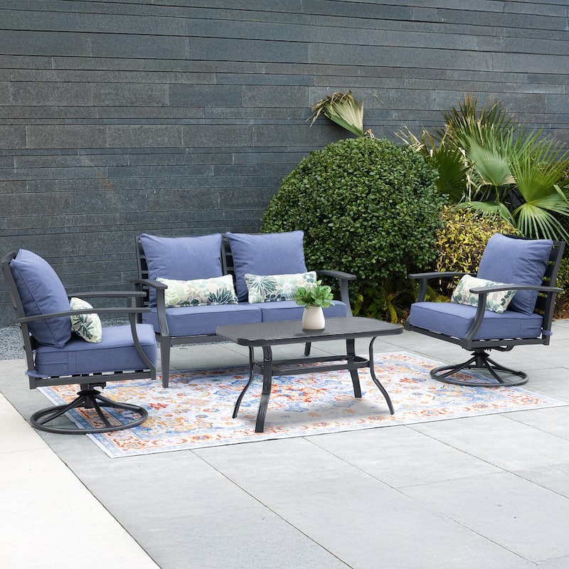 Aoodor 22'' x 24'' Outdoor Deep Seat Chair Cushion Set(Set of 2 Seats, 2 Backs, 2 Pillows） - N/A