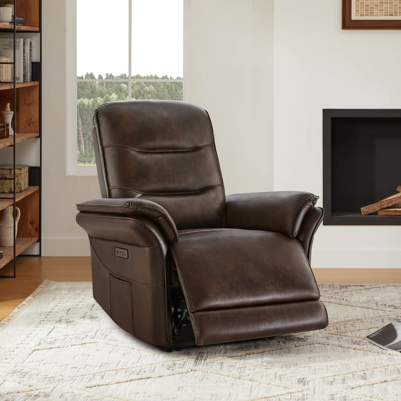 Spruce & Spring Dual Motor Zero Gravity Power Recliner with Power Headrest - Espresso