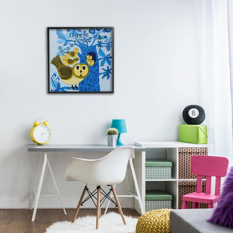 Stupell Playful Owls in Tree Framed Giclee Art Design By Kay Widdowson