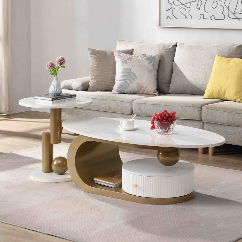 Modern Nesting Golden Coffee Table Set of 2