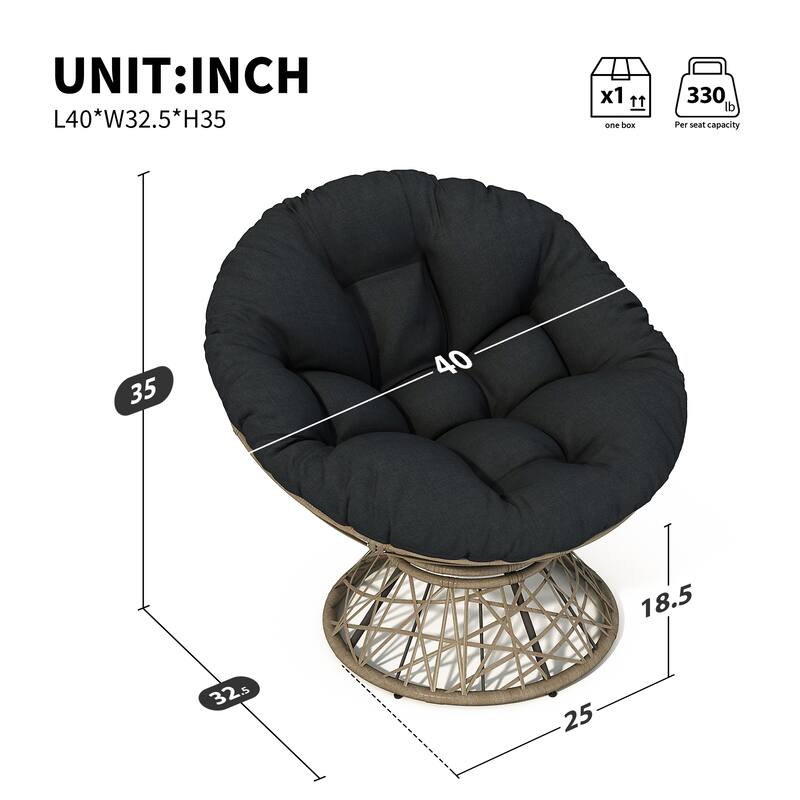 Poly Wicker Chair with 360° Swivel