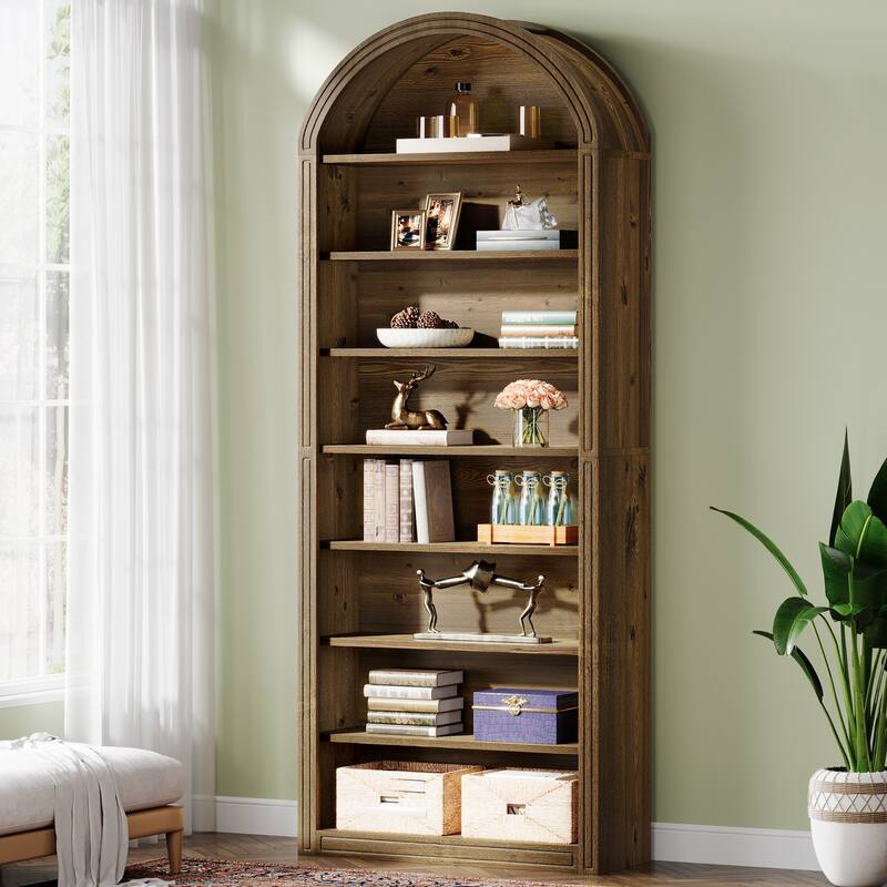 79.53" Tall Modern Arched Bookcase