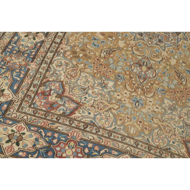 Hand Knotted Oriental 100% Wool Carpet Traditional Floral Brown Kerman Area Rug - 9' 3'' X 6' 3''