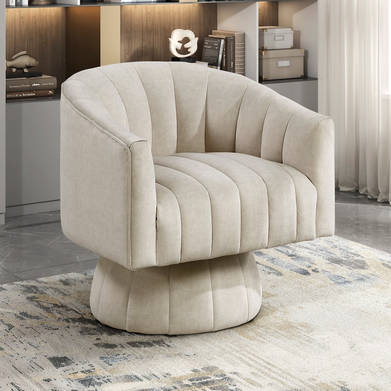 Briar 27.5" Velvet Swivel Chair - 360-Degree Metal Swivel Base