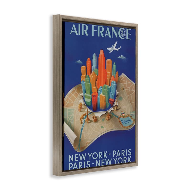 Stupell Air France Vintage Travel Framed Floater Canvas Wall Art Design By Marcus Jules