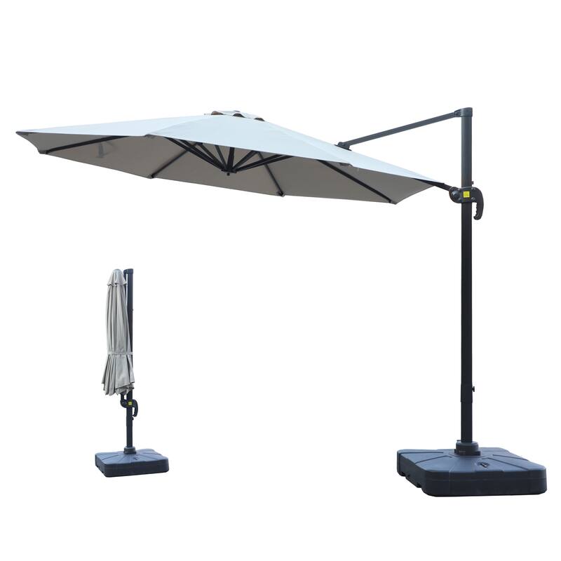 Clihome 11Ft Cantilever Umbrella With Crank And Base - Sand