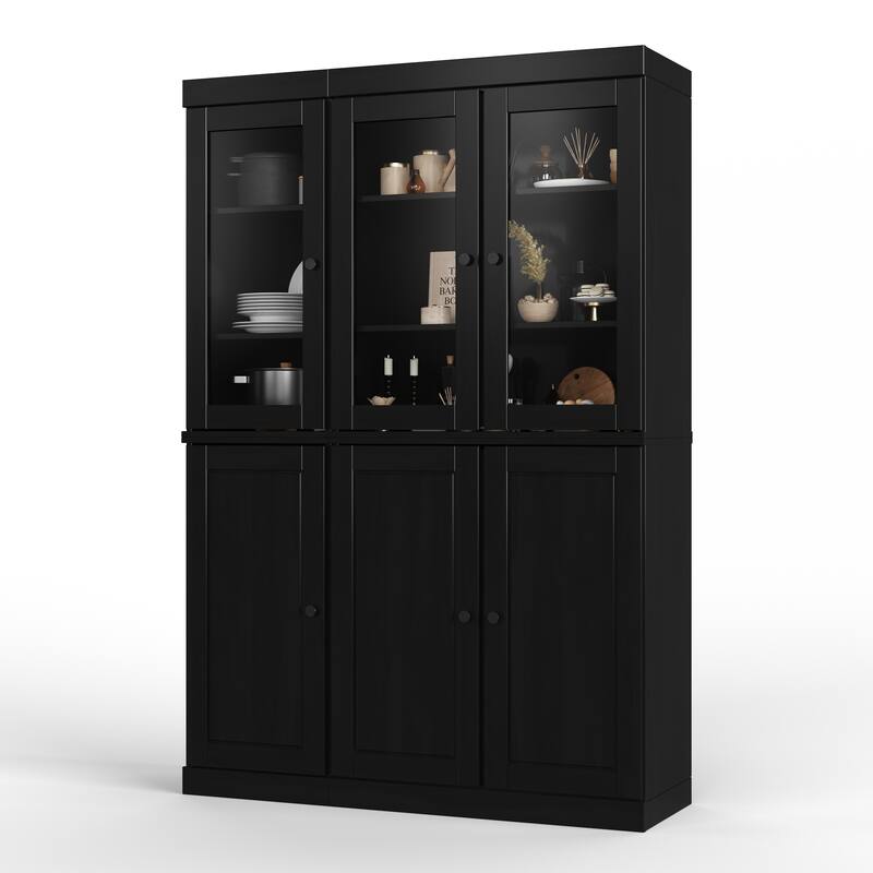 Palace Imports 100% Solid Wood Pantry China Cabinet, Raised Panel & Clear Glass Doors, 2 Drawers, 48.5" Wide, 71.5" Tall