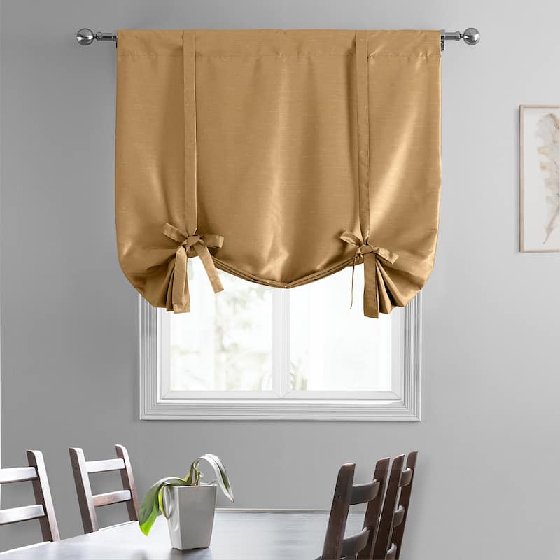 Exclusive Fabrics Vintage Textured Faux Dupioni Silk Tie-Up Window Shade (1 Panel)