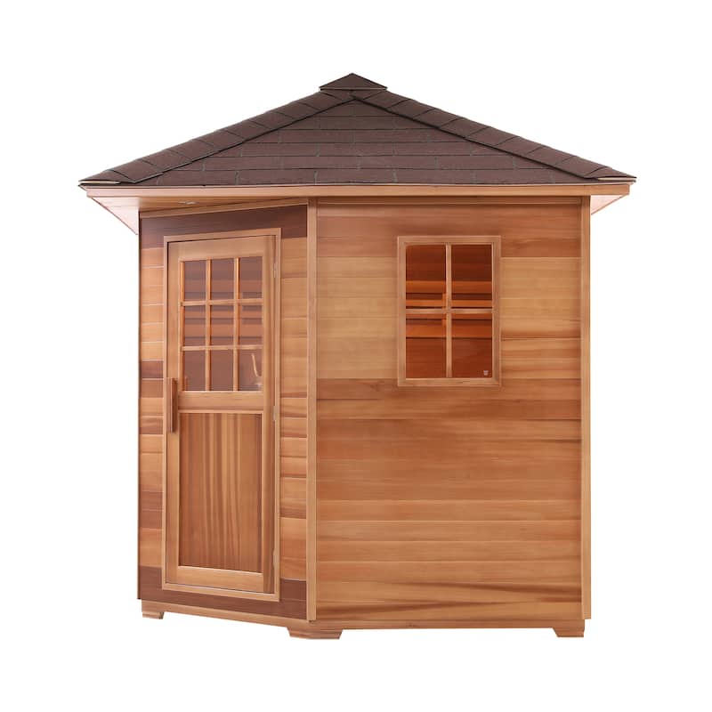 ALEKO 8 Person Canadian Cedar Wet Dry Outdoor Sauna with Asphalt Roof