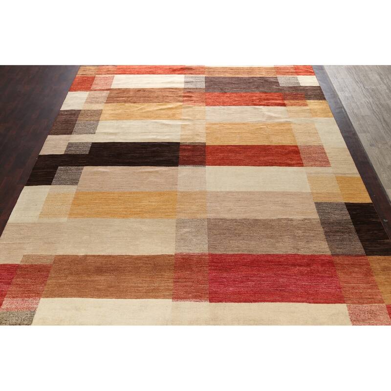 Geometric Gabbeh Kashkoli Oriental Area Rug Wool Handmade Carpet - 12'1" x 18'4"