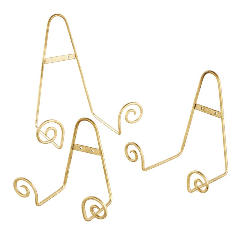 Metal Scroll Hanging Wall Rack Display Easel - Set of 3 Gold - Roche River Decor