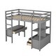 preview thumbnail 25 of 28, Twin Size Loft Bed with Built-in Desk with Two Drawers,Shelves,Multifunctional Loft Bed with Storage
