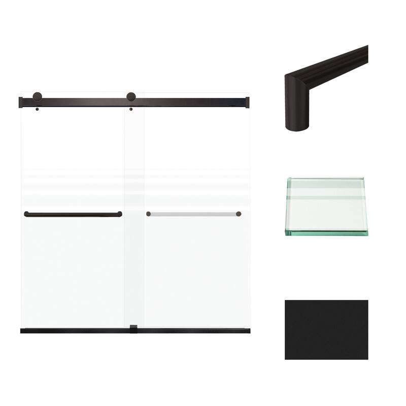 Brianna 60 in. W x 62 in. H By-Pass Frameless Shower Door with Frosted Glass - 56-60-in W x 62-in H - Matte Black