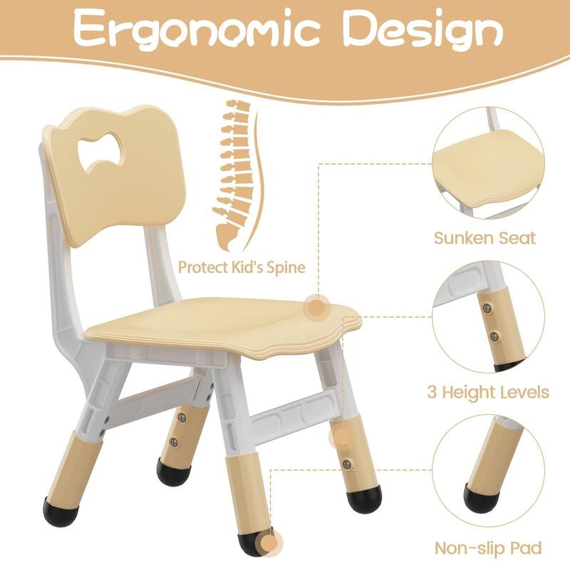 Kids Table and Chair Set, Height Adjustable Toddler Table and 4 Chairs Set