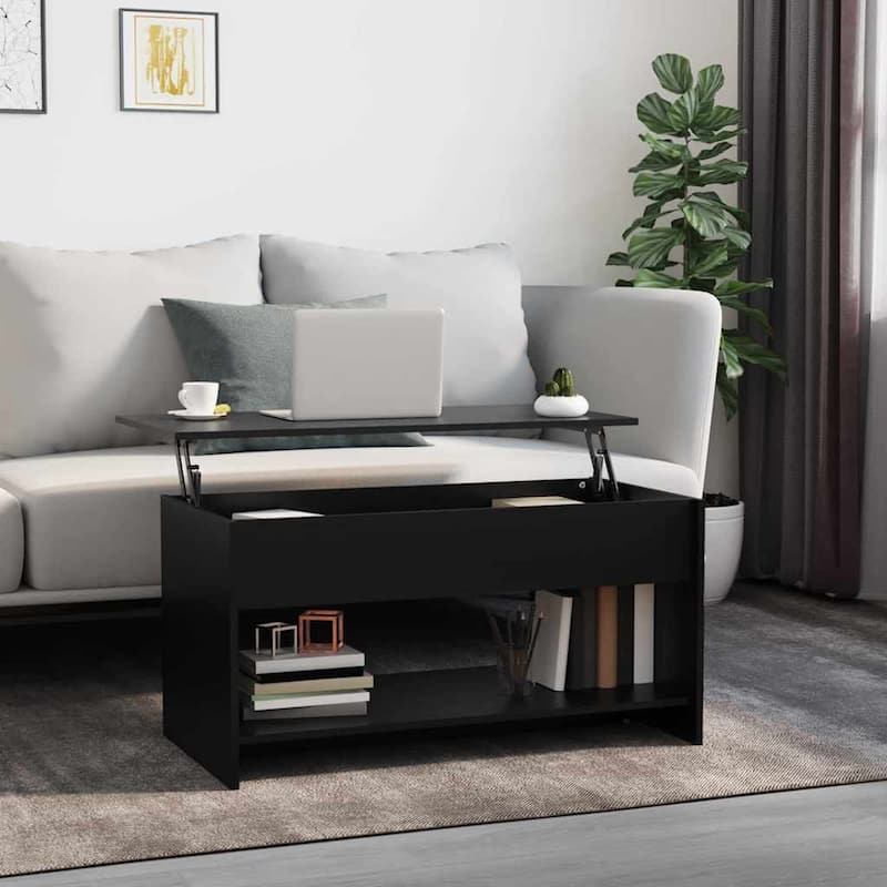 vidaXL Coffee Table Lift Top End Table Accent Side Sofa Table Engineered Wood - 40.2" x 19.7" x 20.7" - Black