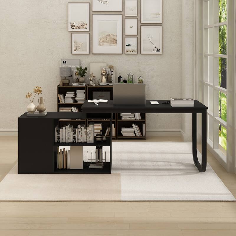 55-inch Timechee L-shaped Storage Computer Desk