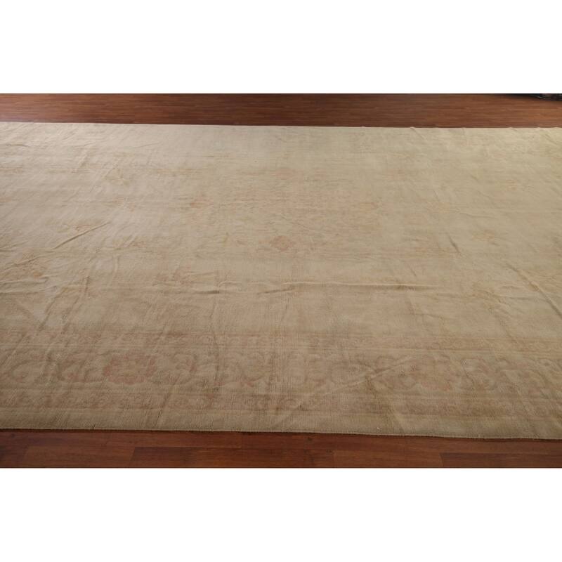Palace Size Oushak Turkish Antique Area Rug Handmade Wool Carpet - 11'10"x 21'7"