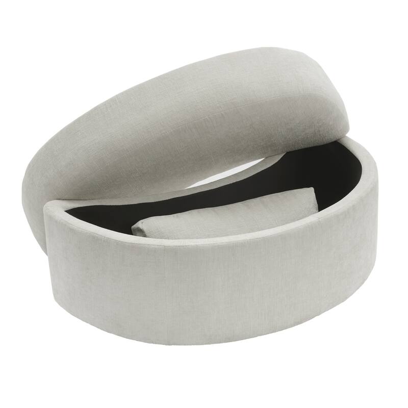 Chenille Half Moon Storage Ottoman(Set of 2)