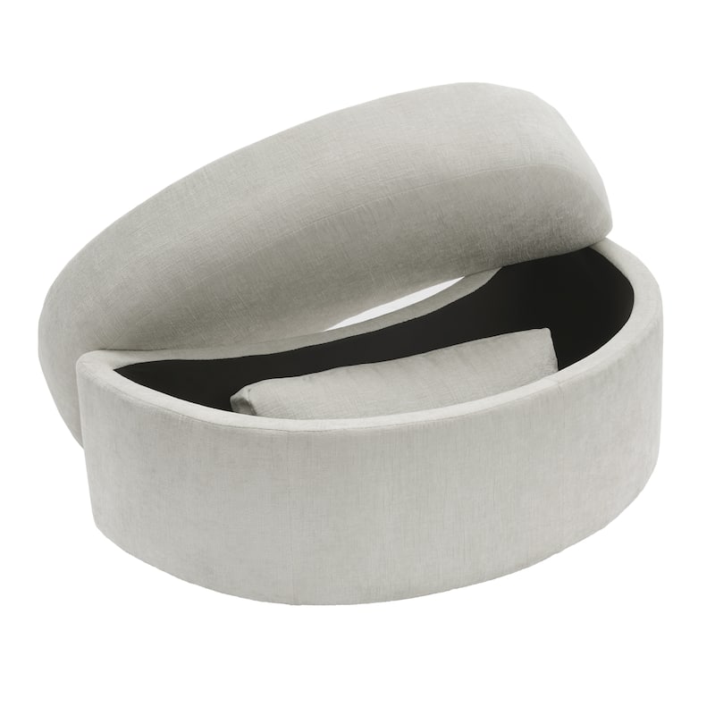 Upholstered Swivel Barrel Armchair with Storage Ottoman (Set of 2)
