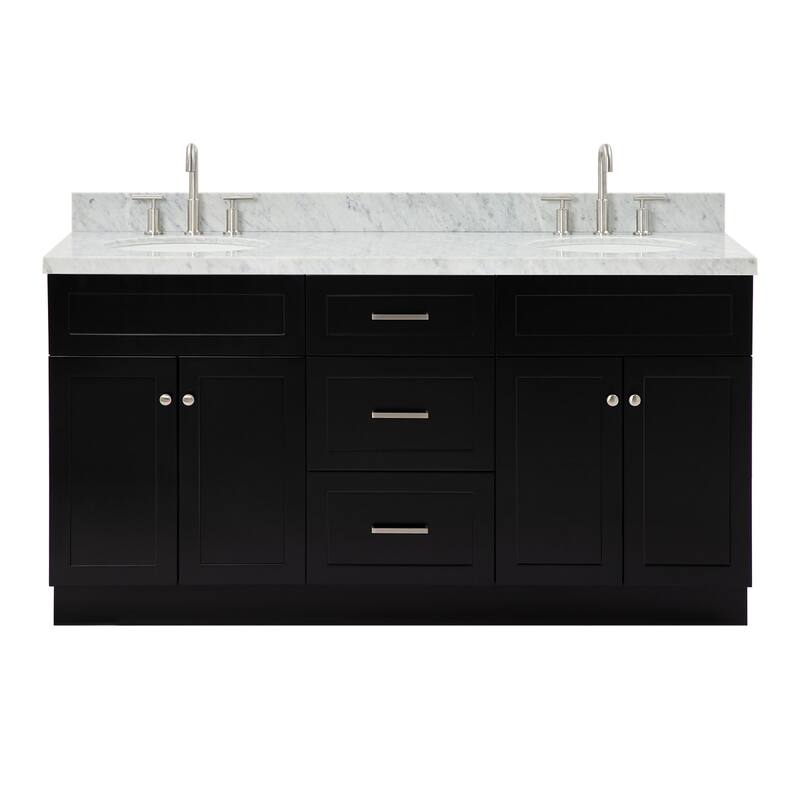 Ariel F067DCWOVO Hamlet 67" Free Standing Double Basin Vanity Set with - Black