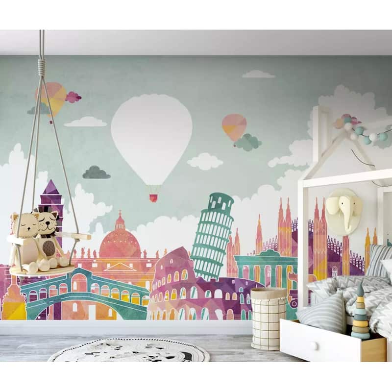GK Wall Design Historical Places and Hot Air Balloons Kids Wallpaper