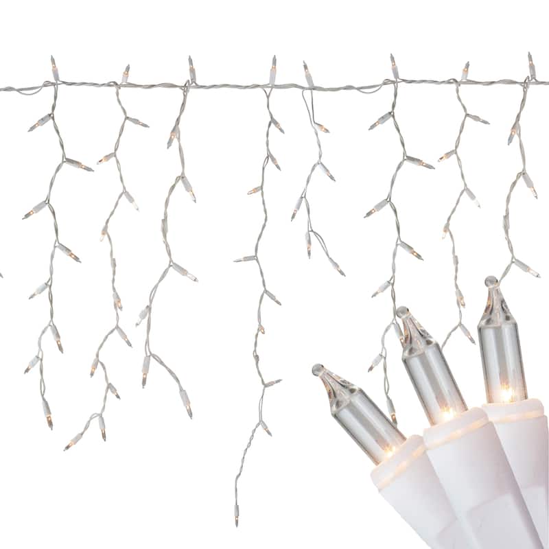 300 Clear Mini Icicle Christmas Lights - White Wire - Icicle Lights