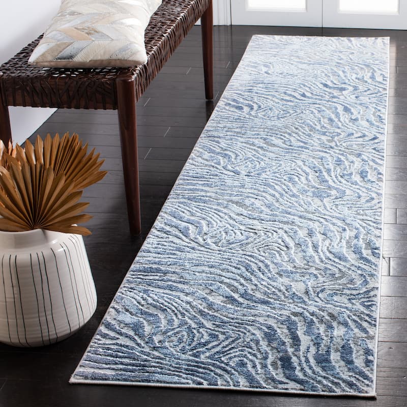 SAFAVIEH Lagoon Lynnette Modern Abstract Rug - 2'2" x 9' Runner - Blue/Grey