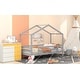 preview thumbnail 16 of 46, Twin Over Twin Bunk Bed with Roof, Slide & Ladder, Safe & Fun Design, Grey