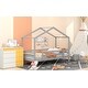 preview thumbnail 16 of 14, Twin over Twin Sturdy Wood Bunk Bed with Roof, Slide and Ladder, Grey