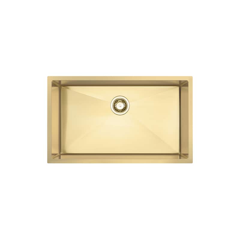HomeRoots 10" X 30" Gold Stainless Steel Undermount Kitchen Sink - 30.00 in. x 10.00 in. x 18.00 in.