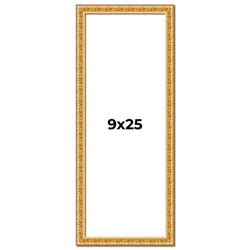 9x25 Frame Gold Real Wood Picture Frame Width 1 inches | Interior