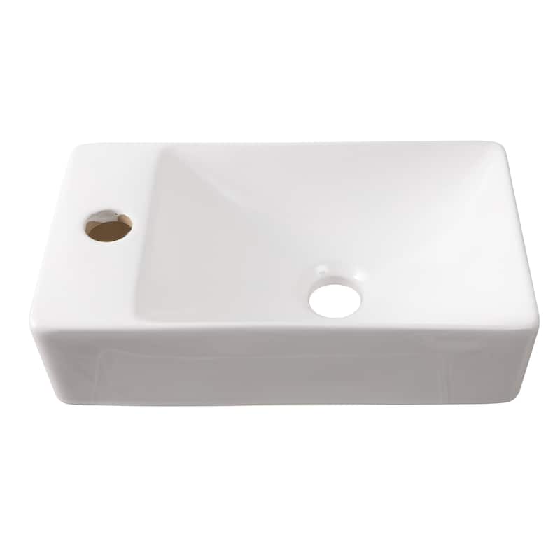 Felix Modern Wall Mounted Rectangular Ceramic Mini Sink, By JONATHAN Y - L-White