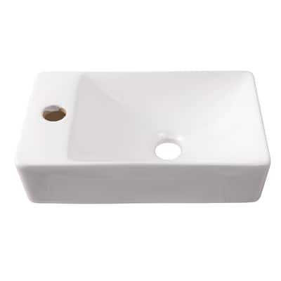 Felix Modern Wall Mounted Rectangular Ceramic Mini Sink, By JONATHAN Y