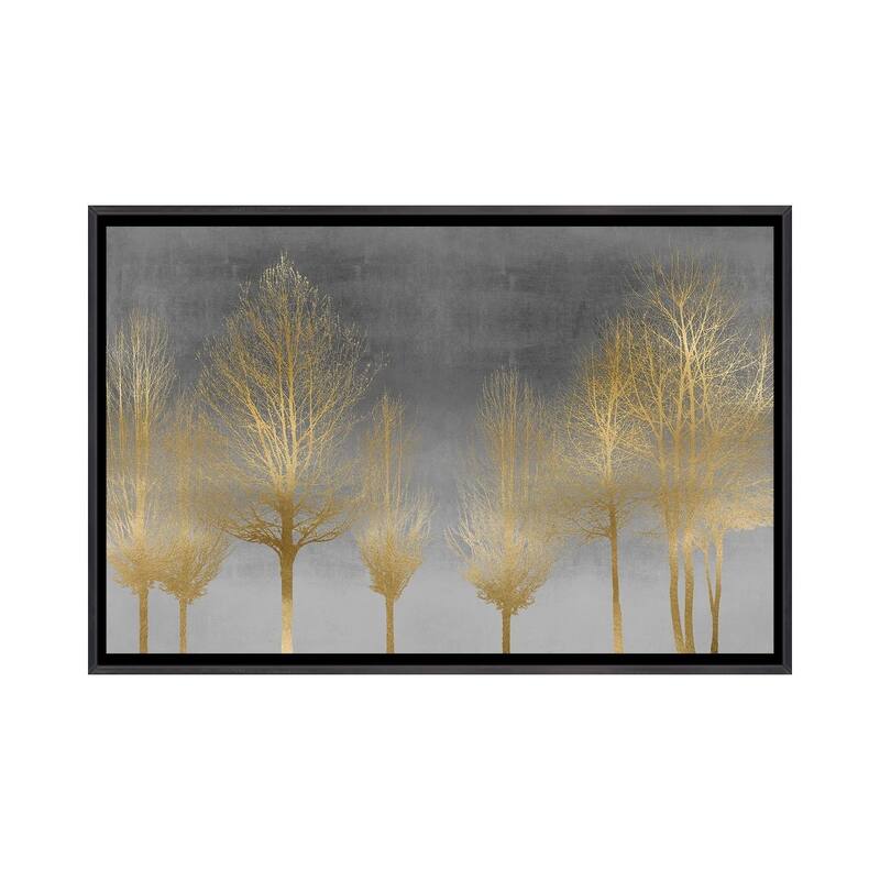 iCanvas "Gold Forest On Gray" by Kate Bennett Framed - Ebony - 18x26
