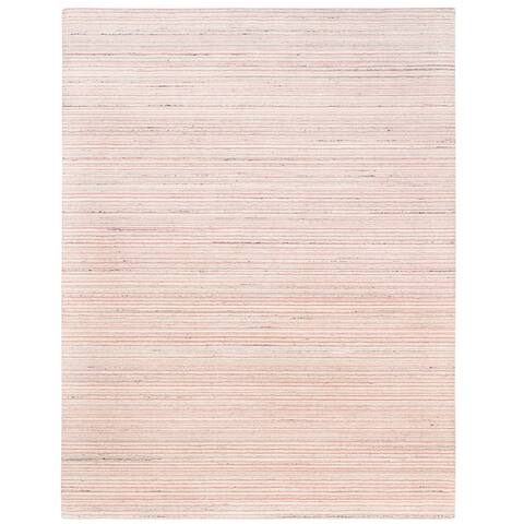 Hand Knotted Pink Modern and Contemporary with Wool Oriental Rug (9' x 12') - 9' x 12'