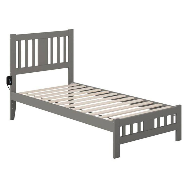 Transitional Solid Wood Twin Bed with Footboard in Gray