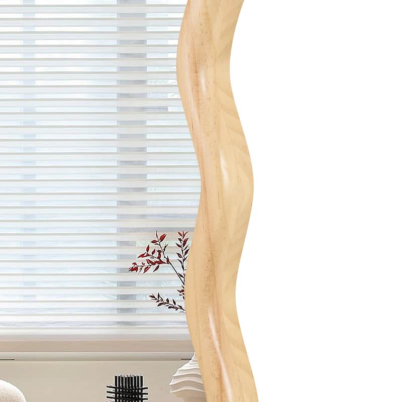 Mia Solid Wood Wavy Square Large Wall Mirror with HD Reflection and Artistic Frame Design by GDFStudio - 36" x 36"