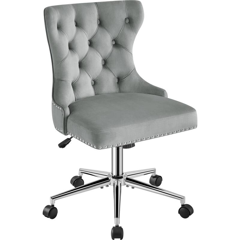 Yaheetech Velvet Upholstered Armless Office Chair with Swivel Wheels