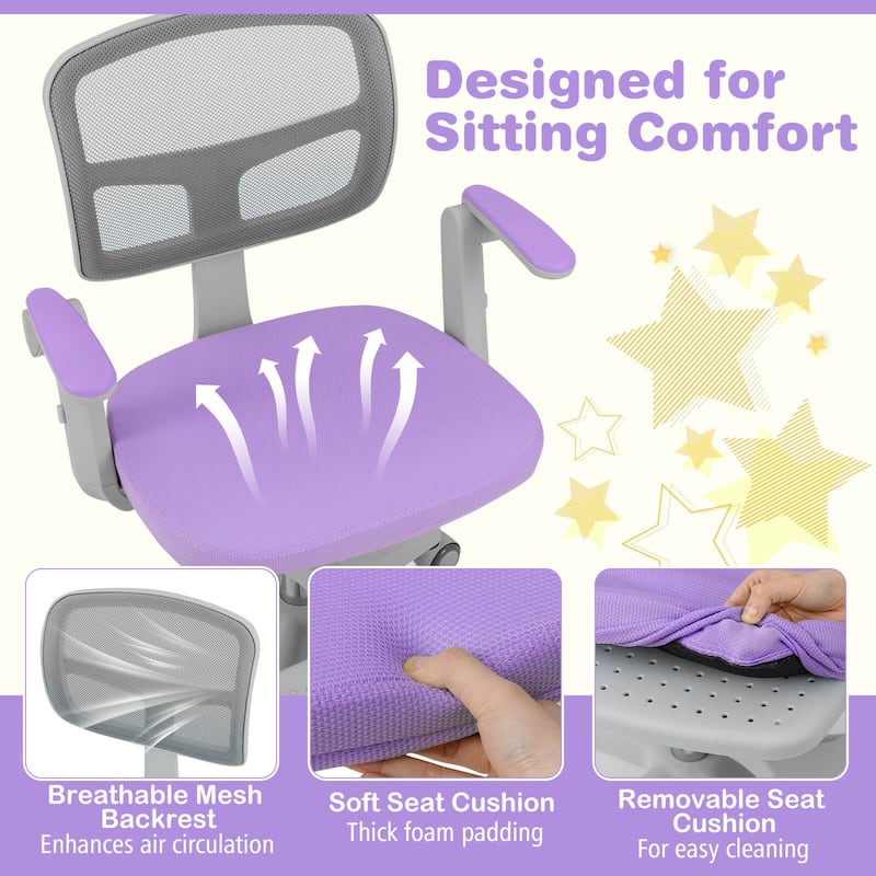 Costway Kids Desk Chair Children Study Chair with Adjustable Height, - See Details