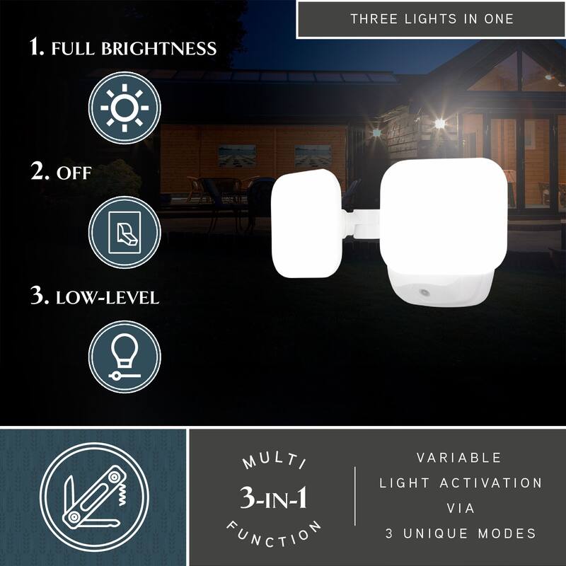 Theta 2 Light LED Outdoor Dusk to Dawn Security Flood Light White