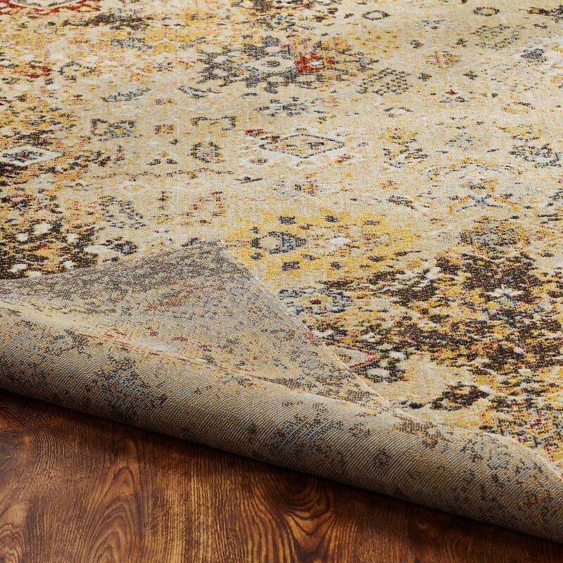 Beige/Gold/Rust Abstract Indoor/Outdoor Area Rug