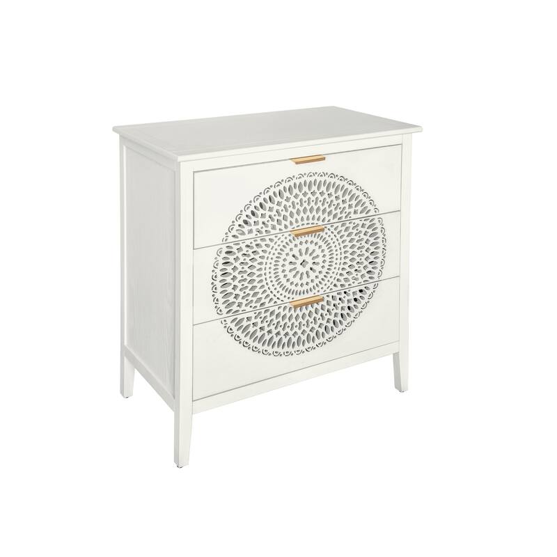 Drawer Cabinet with Hollow-Carved 3 Drawer Dresser Storage Chest